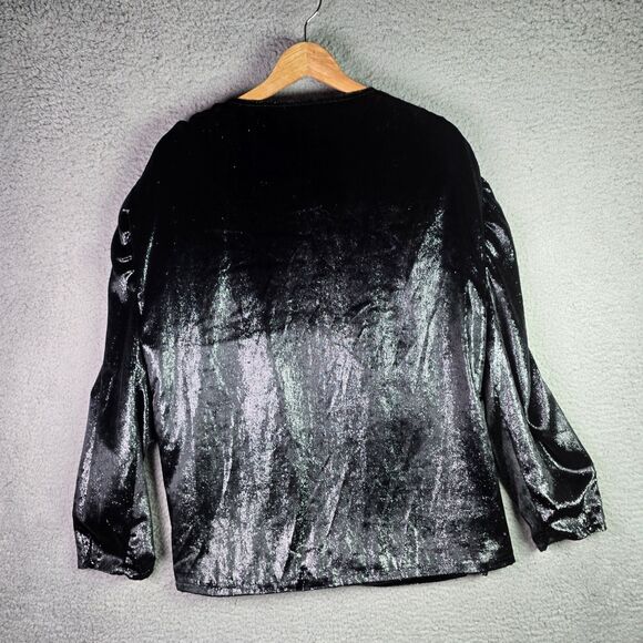 Kendall Kylie Black Sparkle Velvet Ruched Shoulders Party Jacket Size 14 16 NWT - Picture 11 of 16